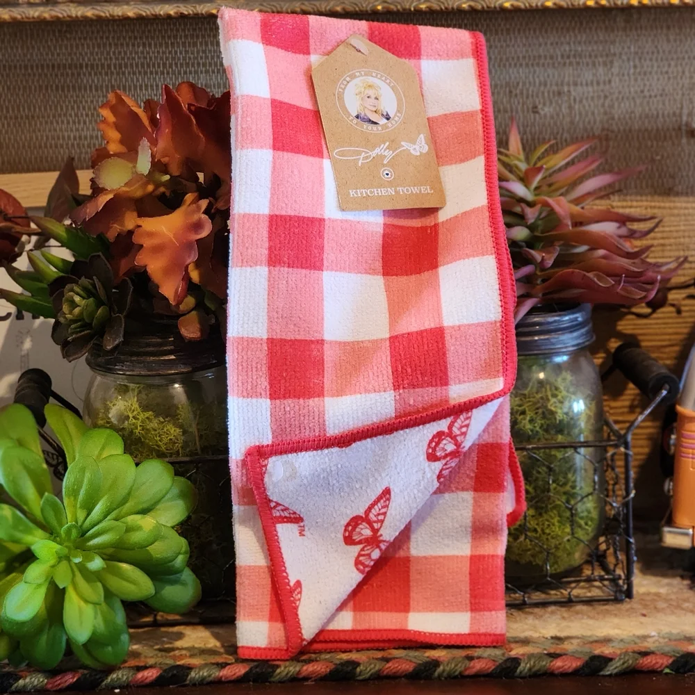 Gingham Check Kitchen Towels - Red and White